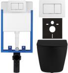 Cerano - Komplett falsík alatti WC-készlet Lite/Cesso - matt fekete - WC-gomb Classic, fehér - fali szereléshez - 49x36 cm
