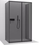 Cerano - Háromfalú zuhanykabin Varone LINE UL/P - 6 mm - matt fekete, grafitüveg - 150x70x195 cm - tolóajtó