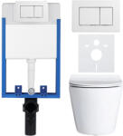 Cerano - Komplett falsík alatti WC-szett Lite/Norbi - fényes fehér - WC-nyomógomb Classic, fehér - fali szereléshez - 48, 5x36, 5 cm