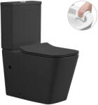 Cerano - Bruno kombináció WC, perem nélküli + Slim/UF ülőke - alsó/hátsó lefolyó - matt fekete - 64x36 cm