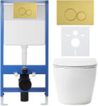 Cerano - Komplett WC szett Profi/Cesso - fényes fehér - WC nyomógomb Duo/Gold - falsík előtti beépítés - 49x36 cm (CER-8050BD84213)