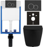 Cerano - Komplett falsík alatti WC-szett Lite/Cesso - matt fekete - WC-nyomógomb Duo, matt fekete - fali szereléshez - 49x36 cm
