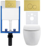 Cerano - Komplett falsík alatti WC-szett Lite/Dure - fényes fehér - Duo WC-gomb, arany - fali szereléshez - 51, 5x35 cm