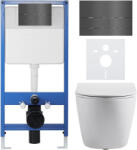 Cerano - Komplett falsík alatti WC-szett Lite/Cesso - matt fehér - Line WC-gomb. sötétszürke - falsík alatti beépítés - 49x36 cm