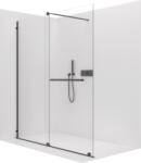 Cerano - Medin bal/jobb beépített zuhanykabin - 8 mm - matt fekete, átlátszó üveg - 130x195 cm - kétrészes tolóajtó