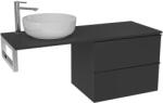 Cerano - Navira Slim mosdópult - 121x46, 5x1, 8 cm - Velora szekrény 59 cm - matt fekete, fekete fogantyú - króm konzol