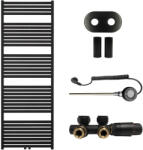 Cerano - Vincenzo fürdőszobai radiátor szett - kombinált fűtés, wifi rúd - központi csatlakozás 50 mm - 800W - matt fekete - 1690x600 mm