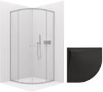 Cerano - Orso L/P 6 mm zuhany - R550 - króm + CERANO - Quarto zuhanytálca - R550 - texturált fekete matt - 90x90 cm