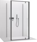 Cerano - Háromfalú zuhanykabin Ferri UL/P - 6 mm - matt fekete, átlátszó üveg - 90x100x195 cm - forgó