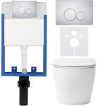 Cerano - Komplett falsík alatti WC-készlet Lite/Verde - fényes fehér - Duo WC-gomb, króm - fali szereléshez - 49x36 cm