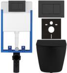 Cerano - Komplett falsík alatti WC-szett Lite/Cesso - matt fekete - WC-nyomógomb Classic, matt fekete - fali szereléshez - 49x36 cm