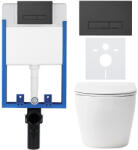 Cerano - Komplett falsík alatti WC-szett Lite/Verde - matt fehér - Slim WC-nyomógomb, matt fekete - fali szereléshez - 49x36 cm