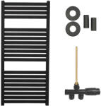 Cerano - Vincenzo fürdőszobai radiátor szett - központi fűtés - oldalsó egypontos csatlakozás - 300W - matt fekete - 970x450 mm