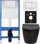 Cerano - Komplett falsík alatti WC-szett Lite/Verde - matt fekete - WC-nyomógomb Classic, fehér - falsík előtti/gipszkarton - 49x36 cm
