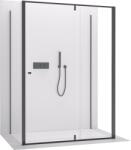 Cerano - Háromfalú zuhanykabin Santini UL/P - 6 mm - matt fekete, átlátszó üveg - 140x100x195 cm - forgó