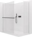 Cerano - Walk-in Crystal TL/P zuhanyfal - 8 mm - merevítő nélküli rendszer + törölközőtartó polc/tartó - matt fekete, rovátkolt üveg - 150x120x200 cm