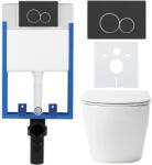 Cerano - Komplett falsík alatti WC-szett Lite/Verde - fényes fehér - Duo WC-gomb, matt fekete - fali szereléshez - 49x36 cm