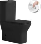 Cerano - WC kombináció Hugo, perem nélküli - perem nélküli öblítés + Slim/SoftClose ülőke - alsó/hátsó lefolyó - matt fekete - 63, 5x35, 5 cm (CER-538762)