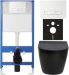 Cerano - Komplett falsík alatti WC-szett Lite/Verde - matt fekete - Slim WC-nyomógomb, fehér - falsík előtti/gipszkarton - 49x36 cm
