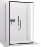 Cerano - Háromfalú zuhanykabin Varone LINE UL/P - 6 mm - matt fekete, átlátszó üveg - 100x70x195 cm - tolóajtó