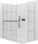 Cerano - Walk-in Crystal TL/P zuhanyfal - 8 mm - merevítő nélküli rendszer + törölközőtartó polc/tartó - matt fekete, ipari üveg - 150x150x200 cm