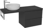 Cerano - Navira Pro mosdópult - 121x46, 5x3, 6 cm - Velora szekrény 59 cm - matt fekete, fekete fogantyú - króm konzol