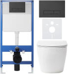 Cerano - Komplett falsík alatti WC-szett Lite/Verde - matt fehér - Slim WC-nyomógomb, matt fekete - falsík előtti/gipszkarton - 49x36 cm