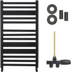 Cerano - Enrico fürdőszobai radiátor szett - központi fűtés - oldalsó egypontos csatlakozás - 467W - matt fekete - 970x500 mm