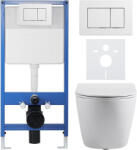 Cerano - Komplett WC szett Profi/Cesso - fényes fehér - WC nyomógomb Classic/Fehér - falsík előtti beépítés - 49x36 cm (CER-8050BD79)