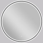 Cerano - LED-es fürdőszobai tükör Vito, fém kerettel - matt fekete - Ø 80 cm