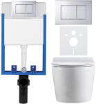 Cerano - Komplett falsík alatti WC-készlet Lite/Felci - fényes fehér - Klasszikus WC-gomb, króm - fali szereléshez - 52, 5x36 cm