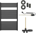 Cerano - Vincenzo fürdőszobai radiátor szett - kombinált fűtéssel, termosztáttal - oldalsó egypontos csatlakozással - 400W - matt fekete - 970x600 mm