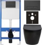 Cerano - Komplett falsík alatti WC-szett Lite/Verde - matt fekete - Slim WC-nyomógomb, matt fekete - falsík előtti/gipszkarton - 49x36 cm