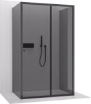 Cerano - Háromfalú zuhanykabin Varone POINT UL/P - 6 mm - matt fekete, grafitüveg - 120x100x195 cm - tolóajtó