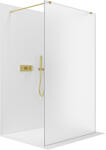 Cerano - Zuhanykabin Onyx Duo bal/jobb - 8 mm - négyzet alakú tartó - szálcsiszolt arany, matt üveg - 90x200 cm