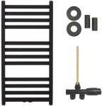 Cerano - Fulgidus fürdőszobai radiátor szett - központi fűtés - oldalsó egypontos csatlakozás - 503W - matt fekete - 880x430 mm