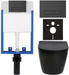 Cerano - Komplett falsík alatti WC-szett Lite/Verde - matt fekete - WC-nyomógomb Slim, matt fekete - fali szereléshez - 49x36 cm