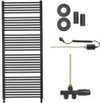 Cerano - Alberto fürdőszobai radiátor szett - kombinált fűtéssel, termosztáttal - oldalsó egypontos csatlakozással - 999 W - matt fekete - 1660x650 mm