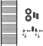 Cerano - Stefano fürdőszobai radiátor szett - központi fűtés - oldalsó csatlakozás - 677W - matt fekete - 1210x650 mm