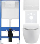 Cerano - Komplett falsík alatti WC-szett Lite/Dure - fényes fehér - WC-nyomógomb Line, fehér - falsík alatti beépítés - 51x35 cm (CER-8050BD84287)