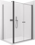 Cerano - Zuhanykabin Antelo B - B/J - 6 mm - matt fekete, átlátszó üveg - 150x70 cm - forgatható