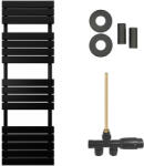 Cerano - Claude fürdőszobai radiátor szett - központi fűtés - oldalsó egypontos csatlakozás - 866W - matt fekete - 1600x500 mm