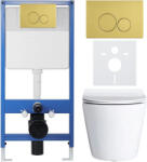 Cerano - Komplett falsík alatti WC-szett Lite/Norbi - fényes fehér - Duo WC-gomb, arany - falsík alatti beépítés - 48, 5x36, 5 cm