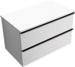 Cerano - Fürdőszobaszekrény mosdó alá Velora fogantyúval/mosdótetővel - 18 mm - matt fehér, fekete fogantyúval - 79x53x46 cm