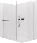Cerano - Walk-in Crystal TL/P zuhanyfal - 8 mm - merevítő nélküli rendszer + polc/törölközőtartó - matt fekete, átlátszó üveg - 160x130x200 cm