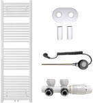 Cerano - Lincoln fürdőszobai radiátor szett - kombinált fűtéssel, wifi rúddal - központi csatlakozással 50 mm - 484W - fényes fehér - 1600x500 mm