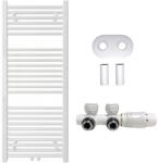 Cerano - Lincoln fürdőszobai radiátor szett - központi fűtés - központi csatlakozás 50 mm - 366W - fényes fehér - 1200x500 mm