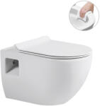 Cerano - fali WC Dure, perem nélküli öblítés + Slim/SoftClose ülőke - fényes fehér - 51x35 cm (CER-650938)