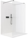 Cerano - Walk-in Onyx Duo bal/jobb zuhanykabin - 8 mm - négyzet alakú tartó - matt fekete, rovátkolt üveg - 80x200 cm