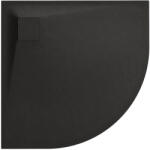 Cerano - Quarto negyedkör alakú zuhanytálca - SMC/ásványi kompozit - strukturált fekete matt - 80x80x3 cm